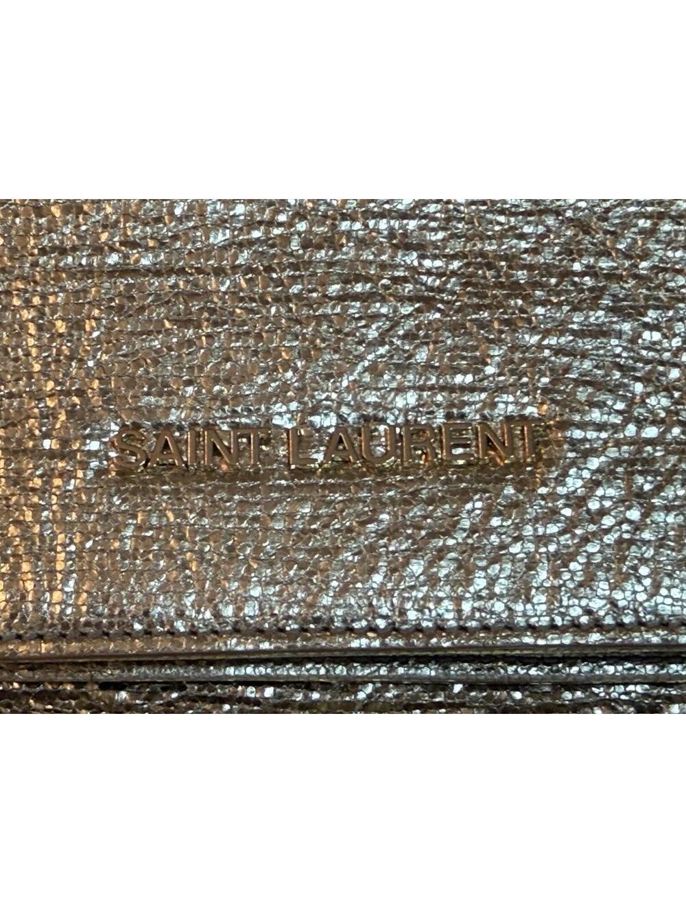 Saint Laurent Gold Metallic Leather Foldover Clutch Bag - Grained Calfskin - Picture 6 of 14